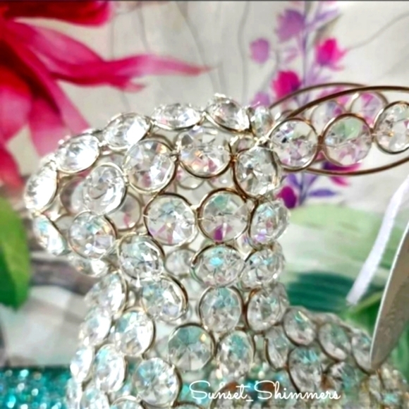 BEADED Crystal Rhinestone Gem Luxe Sitting Easter Bunny Rabbit Egg Decor Figure - Picture 6 of 7